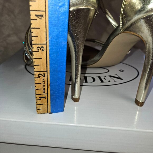 Steve Madden Fiffi Gold Rhinestone Strappy High-Heel 8M - Picture 10 of 11
